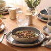 image:imageGibson Elite Bistro Fleur Plates and Bowls Sets 12Piece Stoneware Dinnerware Set for 4 Ivory White Scalloped Dish Set with Dinner Plates Salad Plates amp BowlsAssorted Colors Manila Bay