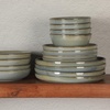 image:imageGibson Elite Bistro Fleur Plates and Bowls Sets 12Piece Stoneware Dinnerware Set for 4 Ivory White Scalloped Dish Set with Dinner Plates Salad Plates amp BowlsGreen Berea