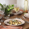 image:imageGibson Elite Bistro Fleur Plates and Bowls Sets 12Piece Stoneware Dinnerware Set for 4 Ivory White Scalloped Dish Set with Dinner Plates Salad Plates amp BowlsMauve Rose Peach Orchard