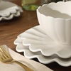 image:imageGibson Elite Bistro Fleur Plates and Bowls Sets 12Piece Stoneware Dinnerware Set for 4 Ivory White Scalloped Dish Set with Dinner Plates Salad Plates amp BowlsIvory White Bistro Fleur