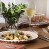 image:imageGibson Elite Bistro Fleur Plates and Bowls Sets 12Piece Stoneware Dinnerware Set for 4 Ivory White Scalloped Dish Set with Dinner Plates Salad Plates amp BowlsMauve Rose Peach Orchard