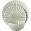 image:imageGibson Elite Bistro Fleur Plates and Bowls Sets 12Piece Stoneware Dinnerware Set for 4 Ivory White Scalloped Dish Set with Dinner Plates Salad Plates amp BowlsSage Green Peach Orchard