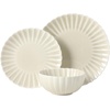 image:imageGibson Elite Bistro Fleur Plates and Bowls Sets 12Piece Stoneware Dinnerware Set for 4 Ivory White Scalloped Dish Set with Dinner Plates Salad Plates amp BowlsCream White Peach Orchard