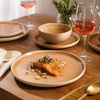 image:imageGibson Elite Bistro Fleur Plates and Bowls Sets 12Piece Stoneware Dinnerware Set for 4 Ivory White Scalloped Dish Set with Dinner Plates Salad Plates amp BowlsOrange Manila Bay