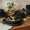 image:imageGibson Elite Bistro Fleur Plates and Bowls Sets 12Piece Stoneware Dinnerware Set for 4 Ivory White Scalloped Dish Set with Dinner Plates Salad Plates amp BowlsMatte Black Deerfield