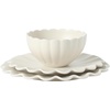 image:imageGibson Elite Bistro Fleur Plates and Bowls Sets 12Piece Stoneware Dinnerware Set for 4 Ivory White Scalloped Dish Set with Dinner Plates Salad Plates amp BowlsIvory White Bistro Fleur