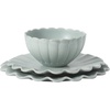 image:imageGibson Elite Bistro Fleur Plates and Bowls Sets 12Piece Stoneware Dinnerware Set for 4 Ivory White Scalloped Dish Set with Dinner Plates Salad Plates amp BowlsSage Blue Bistro Fleur