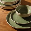 image:imageGibson Elite Bistro Fleur Plates and Bowls Sets 12Piece Stoneware Dinnerware Set for 4 Ivory White Scalloped Dish Set with Dinner Plates Salad Plates amp BowlsGreen Manila Bay