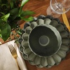 image:imageGibson Elite Bistro Fleur Plates and Bowls Sets 12Piece Stoneware Dinnerware Set for 4 Ivory White Scalloped Dish Set with Dinner Plates Salad Plates amp BowlsMatte Green Bistro Fleur