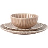 image:imageGibson Elite Bistro Fleur Plates and Bowls Sets 12Piece Stoneware Dinnerware Set for 4 Ivory White Scalloped Dish Set with Dinner Plates Salad Plates amp BowlsMauve Rose Peach Orchard