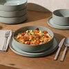 image:imageGibson Elite Bistro Fleur Plates and Bowls Sets 12Piece Stoneware Dinnerware Set for 4 Ivory White Scalloped Dish Set with Dinner Plates Salad Plates amp BowlsGreen Gelston