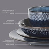 image:imageGibson Elite Bistro Fleur Plates and Bowls Sets 12Piece Stoneware Dinnerware Set for 4 Ivory White Scalloped Dish Set with Dinner Plates Salad Plates amp BowlsCobalt Blue Matisse