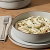image:imageGibson Elite Bistro Fleur Plates and Bowls Sets 12Piece Stoneware Dinnerware Set for 4 Ivory White Scalloped Dish Set with Dinner Plates Salad Plates amp BowlsCream White Gelston