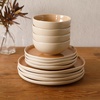 image:imageGibson Elite Bistro Fleur Plates and Bowls Sets 12Piece Stoneware Dinnerware Set for 4 Ivory White Scalloped Dish Set with Dinner Plates Salad Plates amp BowlsOrange Manila Bay