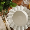 image:imageGibson Elite Bistro Fleur Plates and Bowls Sets 12Piece Stoneware Dinnerware Set for 4 Ivory White Scalloped Dish Set with Dinner Plates Salad Plates amp BowlsIvory White Bistro Fleur