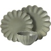 image:imageGibson Elite Bistro Fleur Plates and Bowls Sets 12Piece Stoneware Dinnerware Set for 4 Ivory White Scalloped Dish Set with Dinner Plates Salad Plates amp BowlsMatte Green Bistro Fleur