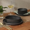 image:imageGibson Elite Bistro Fleur Plates and Bowls Sets 12Piece Stoneware Dinnerware Set for 4 Ivory White Scalloped Dish Set with Dinner Plates Salad Plates amp BowlsMatte Black Deerfield