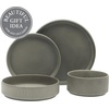 image:imageGibson Elite Bistro Fleur Plates and Bowls Sets 12Piece Stoneware Dinnerware Set for 4 Ivory White Scalloped Dish Set with Dinner Plates Salad Plates amp BowlsSoft Grey Deerfield