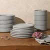 image:imageGibson Elite Bistro Fleur Plates and Bowls Sets 12Piece Stoneware Dinnerware Set for 4 Ivory White Scalloped Dish Set with Dinner Plates Salad Plates amp BowlsGrey Gelston