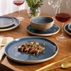 image:imageGibson Elite Bistro Fleur Plates and Bowls Sets 12Piece Stoneware Dinnerware Set for 4 Ivory White Scalloped Dish Set with Dinner Plates Salad Plates amp BowlsBlue Manila Bay