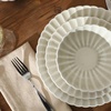 image:imageGibson Elite Bistro Fleur Plates and Bowls Sets 12Piece Stoneware Dinnerware Set for 4 Ivory White Scalloped Dish Set with Dinner Plates Salad Plates amp BowlsCream White Peach Orchard