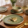 image:imageGibson Elite Bistro Fleur Plates and Bowls Sets 12Piece Stoneware Dinnerware Set for 4 Ivory White Scalloped Dish Set with Dinner Plates Salad Plates amp BowlsGreen Manila Bay