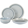 image:imageGibson Elite Bistro Fleur Plates and Bowls Sets 12Piece Stoneware Dinnerware Set for 4 Ivory White Scalloped Dish Set with Dinner Plates Salad Plates amp BowlsSpeckled Blue Juno Moon