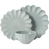 image:imageGibson Elite Bistro Fleur Plates and Bowls Sets 12Piece Stoneware Dinnerware Set for 4 Ivory White Scalloped Dish Set with Dinner Plates Salad Plates amp BowlsSage Blue Bistro Fleur