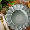 image:imageGibson Elite Bistro Fleur Plates and Bowls Sets 12Piece Stoneware Dinnerware Set for 4 Ivory White Scalloped Dish Set with Dinner Plates Salad Plates amp BowlsSage Blue Bistro Fleur
