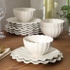 image:imageGibson Elite Bistro Fleur Plates and Bowls Sets 12Piece Stoneware Dinnerware Set for 4 Ivory White Scalloped Dish Set with Dinner Plates Salad Plates amp BowlsIvory White Bistro Fleur