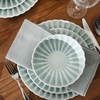 image:imageGibson Elite Bistro Fleur Plates and Bowls Sets 12Piece Stoneware Dinnerware Set for 4 Ivory White Scalloped Dish Set with Dinner Plates Salad Plates amp BowlsAqua Blue Peach Orchard