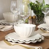 image:imageGibson Elite Bistro Fleur Plates and Bowls Sets 12Piece Stoneware Dinnerware Set for 4 Ivory White Scalloped Dish Set with Dinner Plates Salad Plates amp BowlsIvory White Bistro Fleur