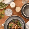 image:imageGibson Elite Bistro Fleur Plates and Bowls Sets 12Piece Stoneware Dinnerware Set for 4 Ivory White Scalloped Dish Set with Dinner Plates Salad Plates amp BowlsAssorted Colors Manila Bay