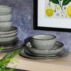image:imageGibson Elite Bistro Fleur Plates and Bowls Sets 12Piece Stoneware Dinnerware Set for 4 Ivory White Scalloped Dish Set with Dinner Plates Salad Plates amp BowlsGreen Matisse