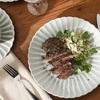 image:imageGibson Elite Bistro Fleur Plates and Bowls Sets 12Piece Stoneware Dinnerware Set for 4 Ivory White Scalloped Dish Set with Dinner Plates Salad Plates amp BowlsSage Green Peach Orchard