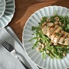 image:imageGibson Elite Bistro Fleur Plates and Bowls Sets 12Piece Stoneware Dinnerware Set for 4 Ivory White Scalloped Dish Set with Dinner Plates Salad Plates amp BowlsAqua Blue Peach Orchard