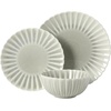 image:imageGibson Elite Bistro Fleur Plates and Bowls Sets 12Piece Stoneware Dinnerware Set for 4 Ivory White Scalloped Dish Set with Dinner Plates Salad Plates amp BowlsSage Green Peach Orchard