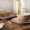 image:imageGibson Elite Bistro Fleur Plates and Bowls Sets 12Piece Stoneware Dinnerware Set for 4 Ivory White Scalloped Dish Set with Dinner Plates Salad Plates amp BowlsMauve Rose Peach Orchard