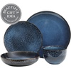 image:imageGibson Elite Bistro Fleur Plates and Bowls Sets 12Piece Stoneware Dinnerware Set for 4 Ivory White Scalloped Dish Set with Dinner Plates Salad Plates amp BowlsCobalt Blue Matisse