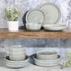 image:imageGibson Elite Bistro Fleur Plates and Bowls Sets 12Piece Stoneware Dinnerware Set for 4 Ivory White Scalloped Dish Set with Dinner Plates Salad Plates amp BowlsSpeckled Blue Juno Moon