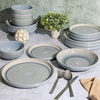 image:imageGibson Elite Bistro Fleur Plates and Bowls Sets 12Piece Stoneware Dinnerware Set for 4 Ivory White Scalloped Dish Set with Dinner Plates Salad Plates amp BowlsSpeckled Blue Juno Moon