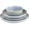 image:imageGibson Elite Bistro Fleur Plates and Bowls Sets 12Piece Stoneware Dinnerware Set for 4 Ivory White Scalloped Dish Set with Dinner Plates Salad Plates amp BowlsSpeckled Blue Juno Moon