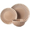 image:imageGibson Elite Bistro Fleur Plates and Bowls Sets 12Piece Stoneware Dinnerware Set for 4 Ivory White Scalloped Dish Set with Dinner Plates Salad Plates amp BowlsMauve Rose Peach Orchard