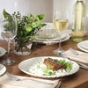 image:imageGibson Elite Bistro Fleur Plates and Bowls Sets 12Piece Stoneware Dinnerware Set for 4 Ivory White Scalloped Dish Set with Dinner Plates Salad Plates amp BowlsCream White Peach Orchard