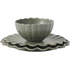 image:imageGibson Elite Bistro Fleur Plates and Bowls Sets 12Piece Stoneware Dinnerware Set for 4 Ivory White Scalloped Dish Set with Dinner Plates Salad Plates amp BowlsMatte Green Bistro Fleur