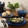 image:imageGibson Elite Bistro Fleur Plates and Bowls Sets 12Piece Stoneware Dinnerware Set for 4 Ivory White Scalloped Dish Set with Dinner Plates Salad Plates amp BowlsCobalt Blue Matisse
