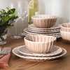 image:imageGibson Elite Bistro Fleur Plates and Bowls Sets 12Piece Stoneware Dinnerware Set for 4 Ivory White Scalloped Dish Set with Dinner Plates Salad Plates amp BowlsMauve Rose Peach Orchard