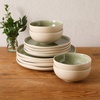image:imageGibson Elite Bistro Fleur Plates and Bowls Sets 12Piece Stoneware Dinnerware Set for 4 Ivory White Scalloped Dish Set with Dinner Plates Salad Plates amp BowlsGreen Manila Bay