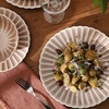 image:imageGibson Elite Bistro Fleur Plates and Bowls Sets 12Piece Stoneware Dinnerware Set for 4 Ivory White Scalloped Dish Set with Dinner Plates Salad Plates amp BowlsMauve Rose Peach Orchard