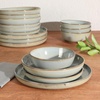 image:imageGibson Elite Bistro Fleur Plates and Bowls Sets 12Piece Stoneware Dinnerware Set for 4 Ivory White Scalloped Dish Set with Dinner Plates Salad Plates amp BowlsGreen Berea